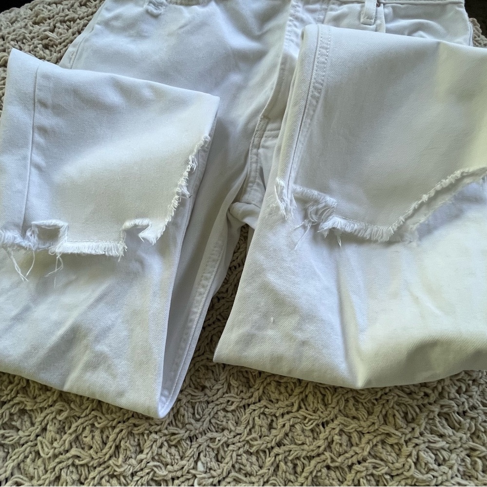 Free People We The Free size 25 Tapered Baggy Boyfriend Jeans Chalk White Denim - Picture 9 of 14
